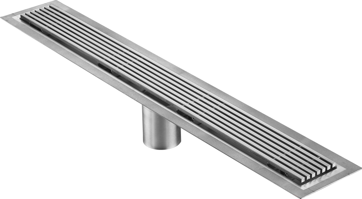 71 Inch Wedge Wire Linear Drain Brushed Stainless Steel, Drains 