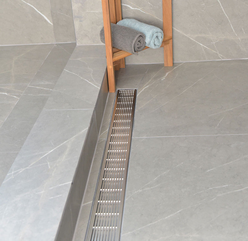 SereneDrains Stainless Steel Linear Shower Drain - Tile Insert - Satin Gold - 35 inch