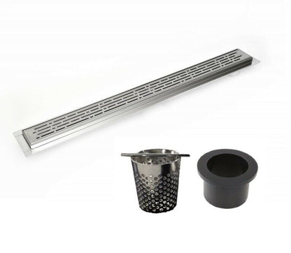 24 Inch Offset Linear Shower Drain, Full Shower Drain Assembly Kit