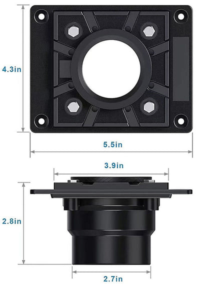 4 Inch Matte Black Square Shower Drain Kit with Hair Trap and Base Flange – Linear Wedge Design