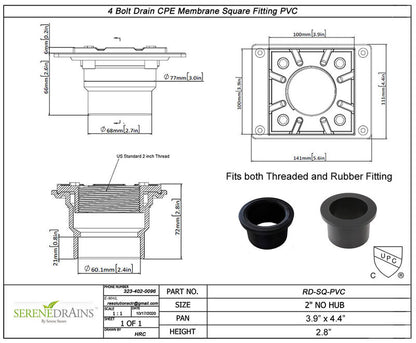 16 Inch Offset Linear Shower Drain, Full Shower Drain Assembly Kit