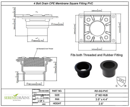 36 Inch Offset Linear Shower Drain, Full Shower Drain Assembly Kit