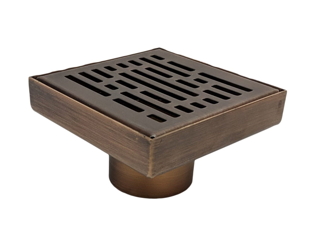 4 Inch Square Shower Drains, Oil Rubbed Bronze Broken Lane Design, SereneDrains