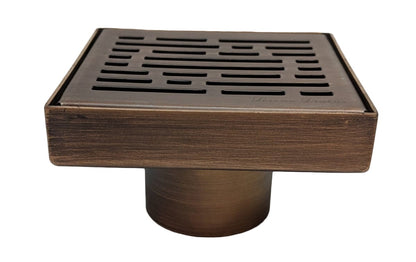 4 Inch Square Shower Drains, Oil Rubbed Bronze Broken Lane Design, SereneDrains