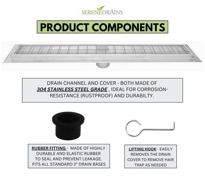 24 Inch Brushed Linear Shower Drain in Wedge Design by SereneDrains