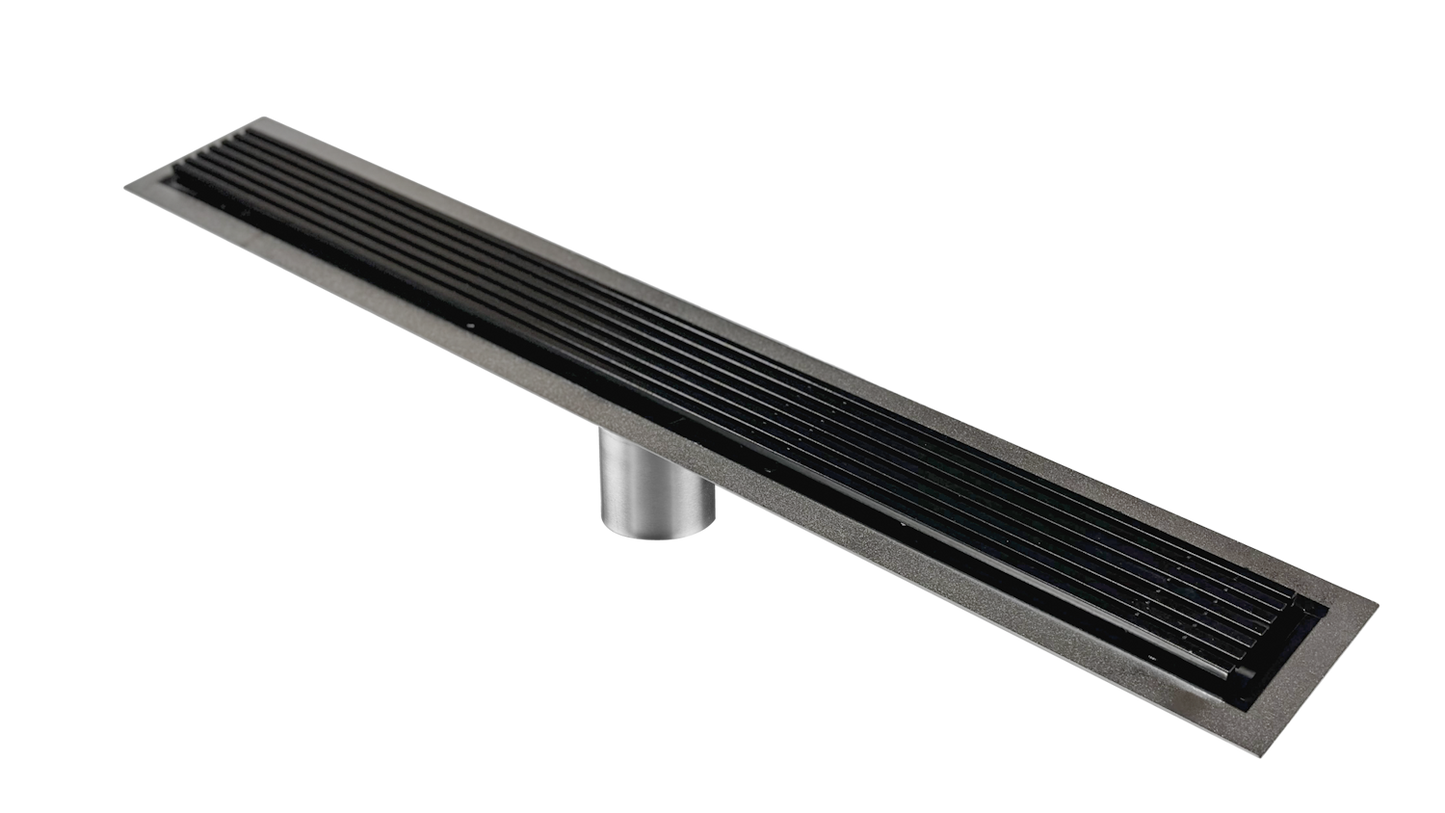 47 Inch Black Linear Shower Drain Wedge Wire Design, Drains Unlimited