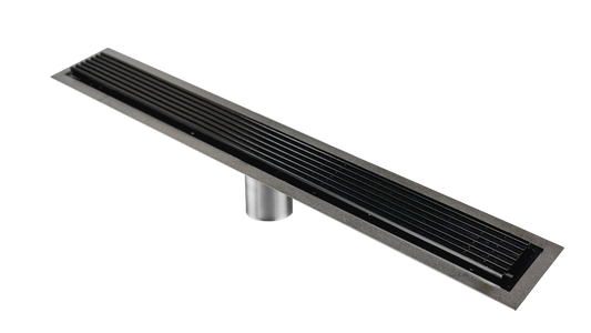 33 Inch Black Linear Shower Drain Wedge Wire Design, Drains Unlimited