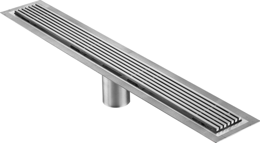 29 Inch Wedge Wire Grate Linear Drain Brushed Stainless Steel, Drains Unlimited