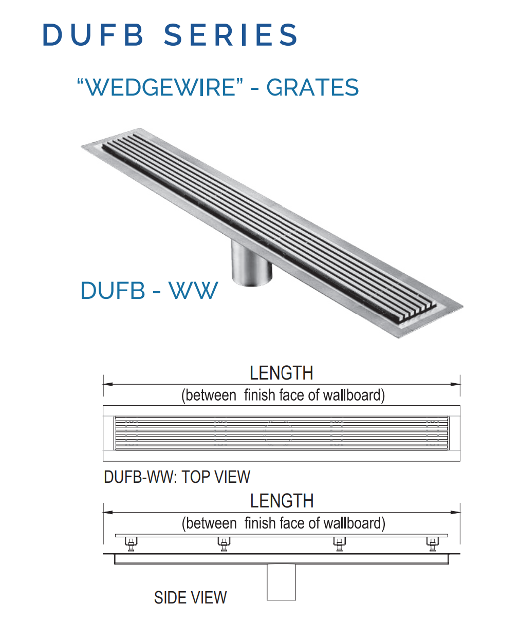 71 Inch Wedge Wire Grate Linear Drain Polished Stainless Steel, Drains Unlimited