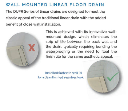 32 Inch Tile Insert Wall-to-Wall Linear Drain with Three Side Flange, Drains Unlimited