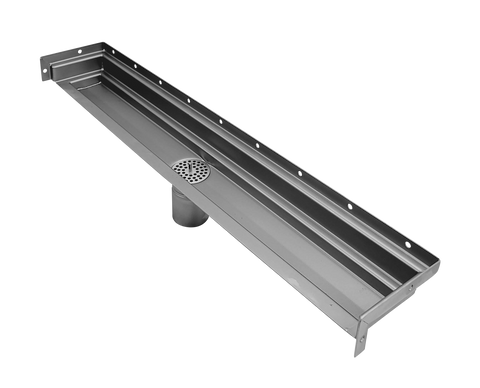 66 Inch Tile-in Wall Mounted Linear Floor Drain, Three Side Return Flange, Drains Unlimited