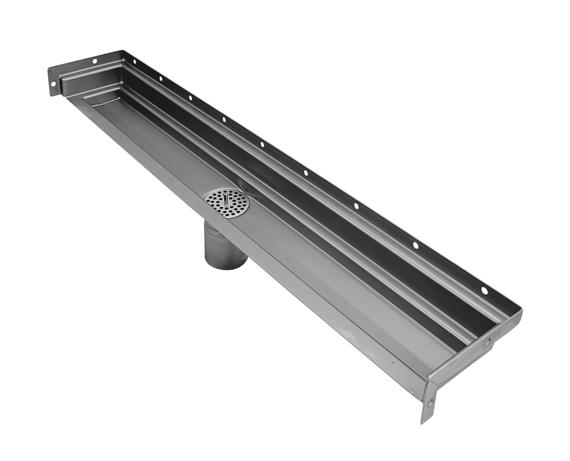 40 Inch Tile-in Wall Mounted Linear Floor Drain, Three Side Return Flange, Drains Unlimited