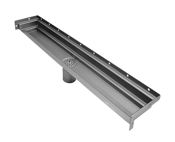 40 Inch Tile-in Wall Mounted Linear Floor Drain, Three Side Return Flange, Drains Unlimited