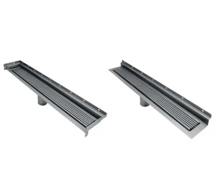 40 Inch Wall-Mounted Floor Linear Drain, Brushed Square Design, Backwall Flange