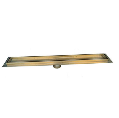 Satin Gold Tile Insert Linear Drains with Horizontal Side Outlet Discharge