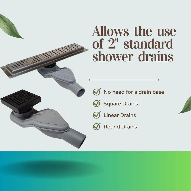 SereneDrains Horizontal Side Discharge Outlet Converter for Shower Drain