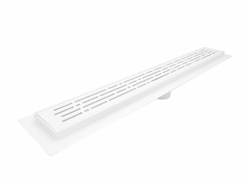 47 Inch Matte White Linear Shower Drain, Broken Lane Design by SereneDrains