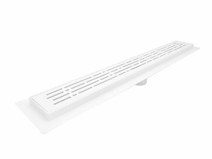 47 Inch Matte White Linear Shower Drain, Broken Lane Design by SereneDrains