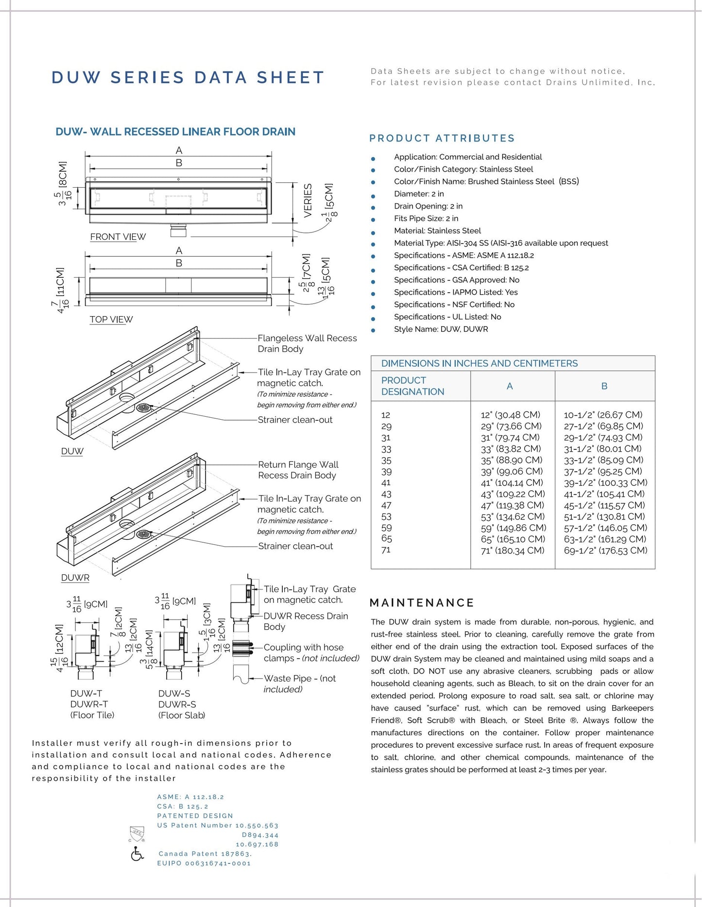 Wall Recessed Linear Drain, 47 Inch Tile-in Shower Wall Drain Flangeless Design