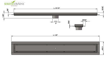 24 Inch Matte White Tile Insert Linear Shower Drain by SereneDrains