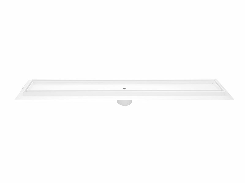 24 Inch Matte White Tile Insert Linear Shower Drain by SereneDrains