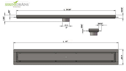 39 Inch Matte White Tile Insert Linear Shower Drain by SereneDrains