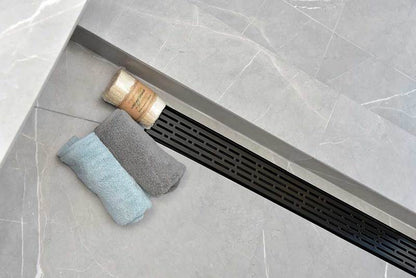 SereneDrains Matte Black Linear Drains with Horizontal Side Outlet Discharge