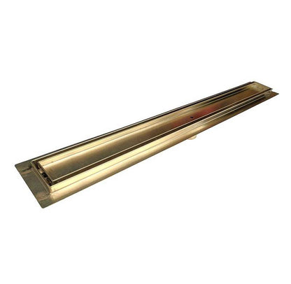 Satin Gold Tile Insert Linear Drains with Horizontal Side Outlet Discharge