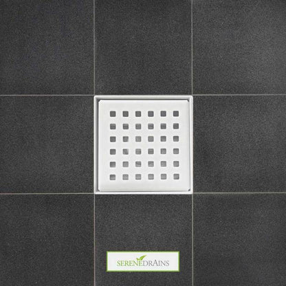 Square Drains, SereneDrains White 4 Inch Shower Drain Traditional Square Design