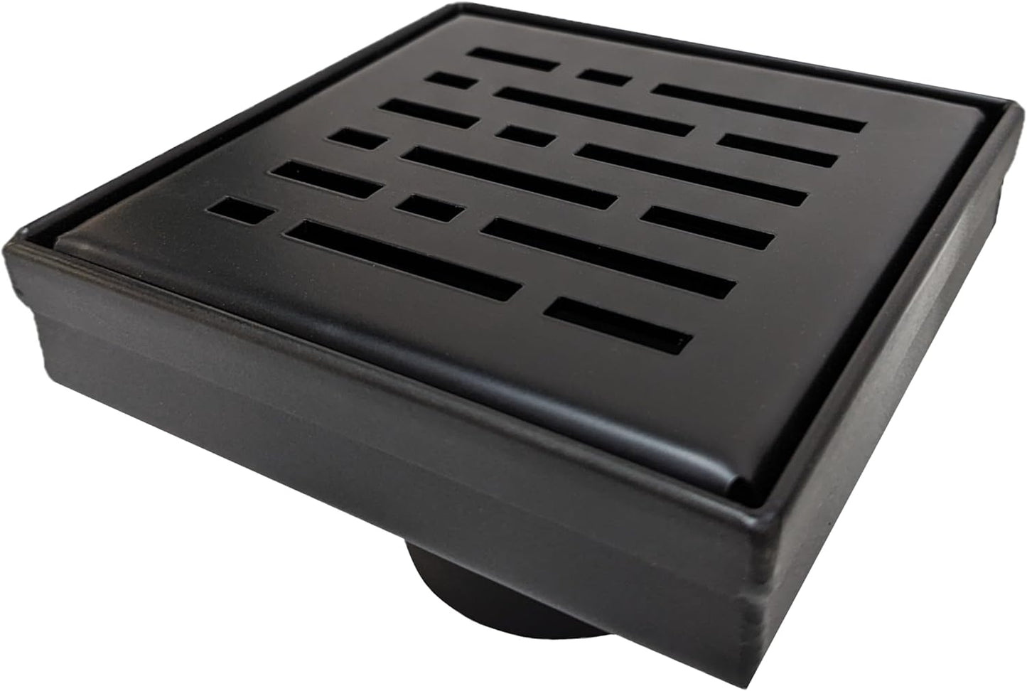 4 Inch Square Shower Drains, Matte Black Broken Lane Design, SereneDrains