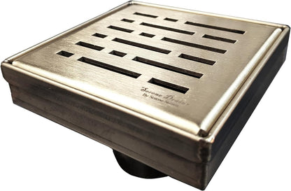 4 Inch Square Shower Drains Satin Gold Broken Lane Design, SereneDrains