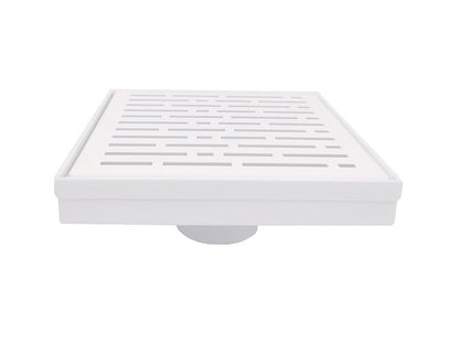 Square Drains, SereneDrains White 6 Inch Shower Drain Broken Lane Design