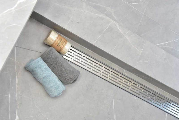 SereneDrains Brushed Nickel Linear Drains with Horizontal Side Outlet Discharge