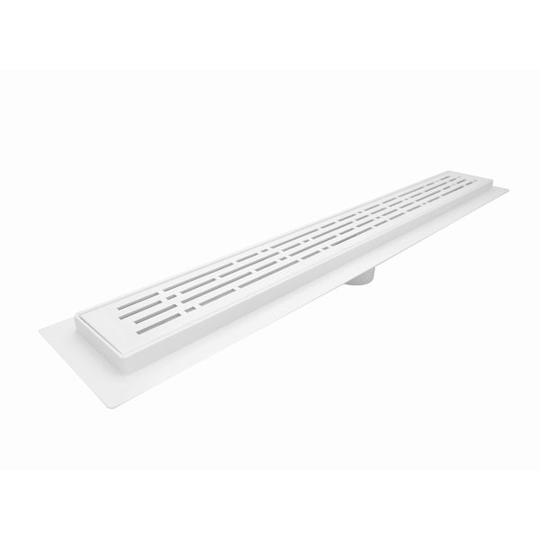 SereneDrains Matte White Linear Drains with Horizontal Side Outlet Discharge