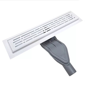 SereneDrains Matte White Linear Drains with Horizontal Side Outlet Discharge