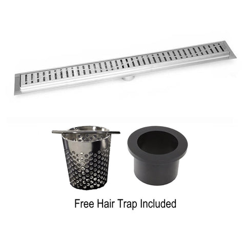 16 Inch Linear Shower Drain Brushed Finish Wind Design SereneDrains