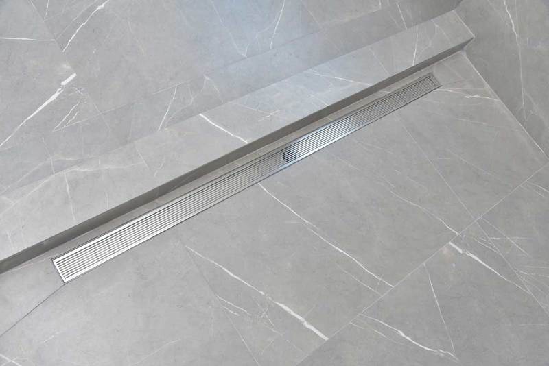 39 Inch Brushed Linear Shower Drain in Wedge Design by SereneDrains