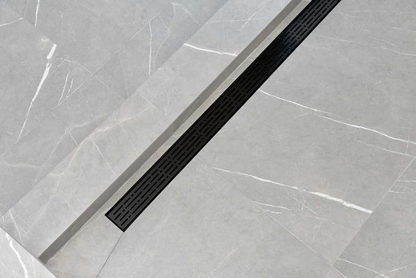 SereneDrains Matte Black Linear Drains with Horizontal Side Outlet Discharge