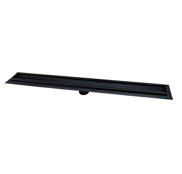 Matte Black Tile Insert Linear Drains with Horizontal Side Outlet Discharge