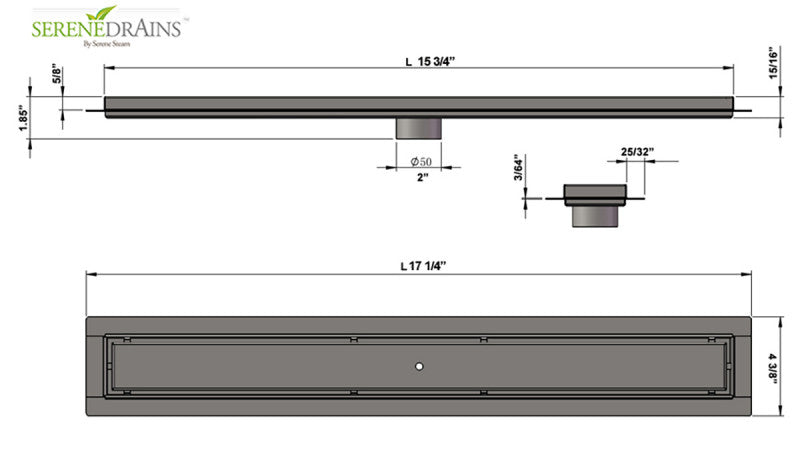 16 Inch Matte Black Tile Insert Linear Shower Drain by SereneDrains