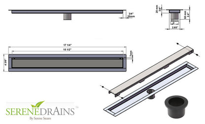 16 Inch Invisible Linear Shower Drain by SereneDrains