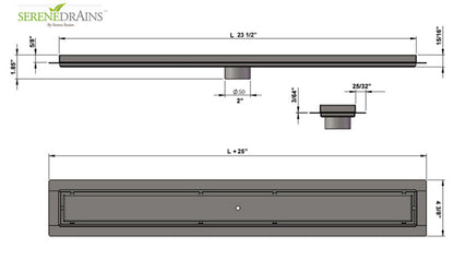 24 Inch Satin Gold Tile Insert Linear Shower Drain by SereneDrains