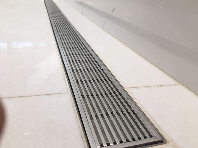 24 Inch Brushed Linear Shower Drain in Wedge Design by SereneDrains