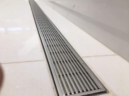 59 Inch Brushed Linear Shower Drain in Wedge Design by SereneDrains