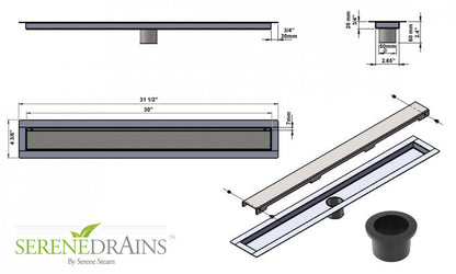 30 Inch Invisible Linear Shower Drain by SereneDrains