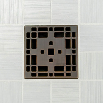 Ebbe E4801 Prairie Oil Rubbed Bronze Square Drain with Installation Kit