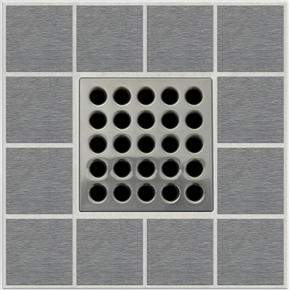 Ebbe E4404 Brushed Nickel Square Shower Drain with Installation Kit