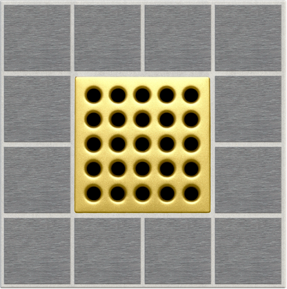 Ebbe E4402 Satin Gold Square Shower Drain with Installation Kit