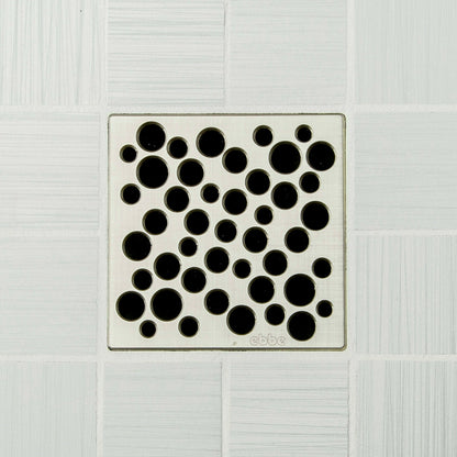 Ebbe E4812 Bubbles Brushed Nickel Square Shower Drain with Installation Kit