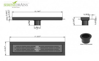 Polished Chrome Linear Shower Drain with Free Hair Trap, Broken Lane Design By SereneDrains